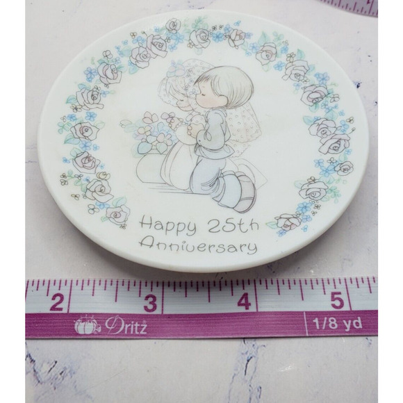 Precious Moments 1988 Vintage Happy 25th Anniversary Porcelain Wedding Plate - Picture 4 of 4